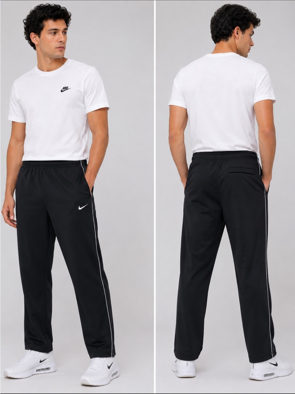 Nike Black Kids' Sweatpants with White Swoosh & Side Stripe #91